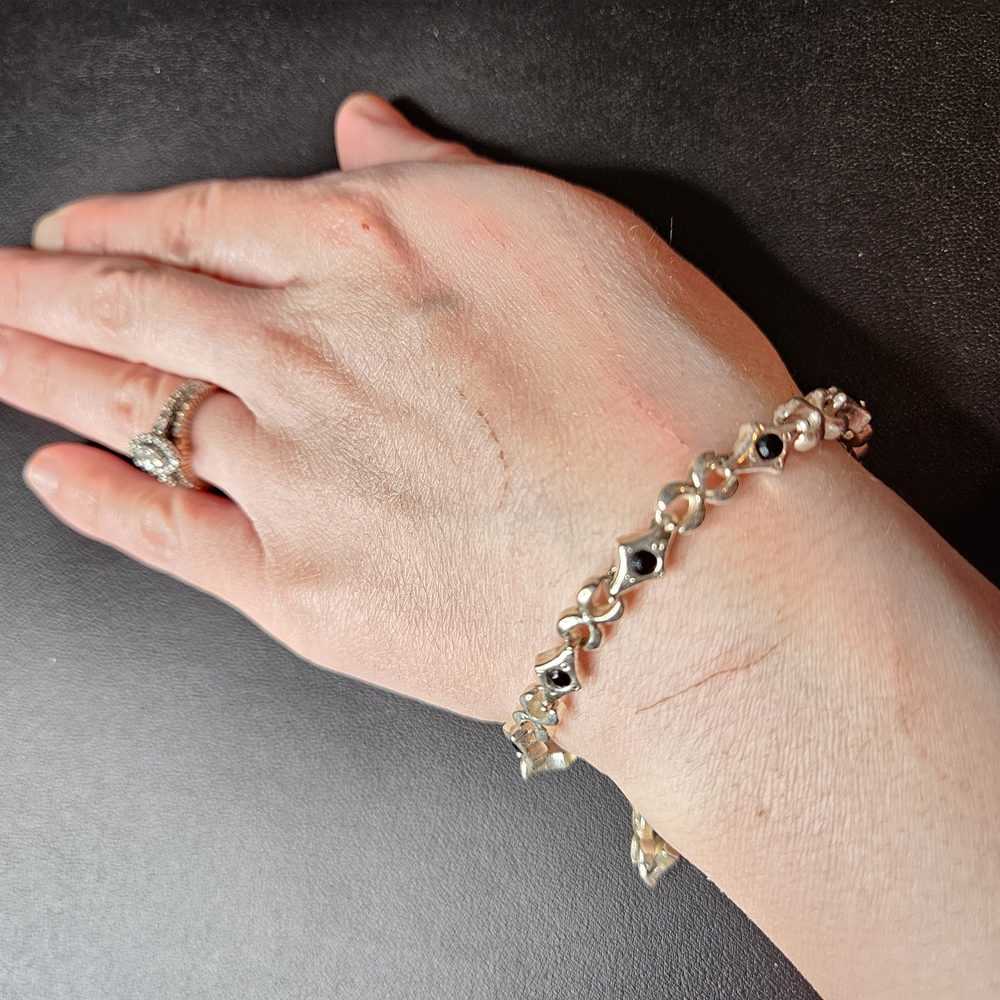 Elegant Silver and Black Bracelet